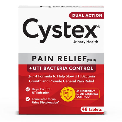 Cystex Dual-Action UTI Pain Relief & Prevention Tablets - 2-in-1 Formula Relieves Burning, Urgency, & Discomfort While Slowing Bacterial Growth - Non-Staining, Fast-Acting - 48-Count - dailyvitalstore