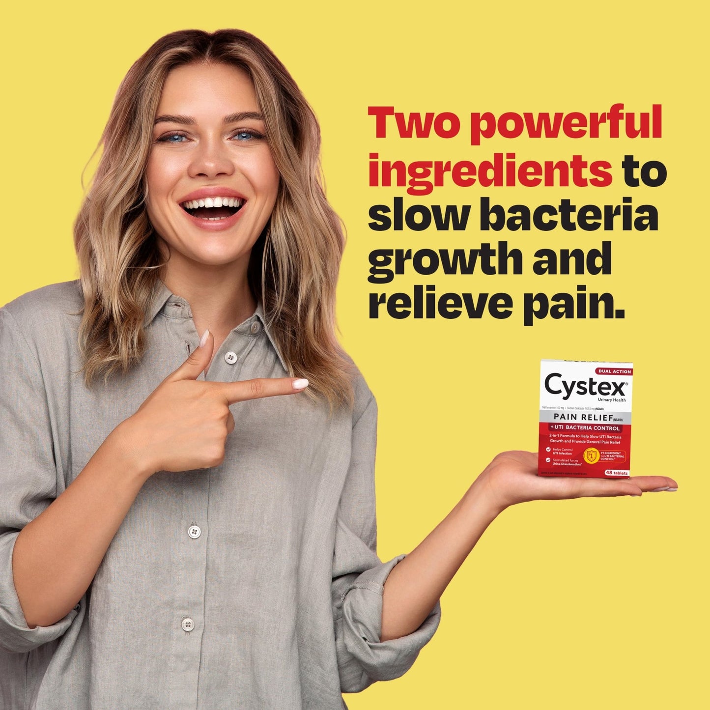 Cystex Dual-Action UTI Pain Relief & Prevention Tablets - 2-in-1 Formula Relieves Burning, Urgency, & Discomfort While Slowing Bacterial Growth - Non-Staining, Fast-Acting - 48-Count - dailyvitalstore
