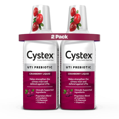 Cystex Urinary Tract Infection Support & Prevention - Cranberry Prebiotic Supplement with D-Mannose & Vitamin C for UTI Protection & Urinary Health Maintenance - 7.6 fl oz (Pack of 2) - dailyvitalstore