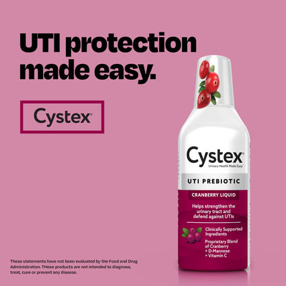 Cystex Urinary Tract Infection Support & Prevention - Cranberry Prebiotic Supplement with D-Mannose & Vitamin C for UTI Protection & Urinary Health Maintenance - 7.6 fl oz (Pack of 2) - dailyvitalstore