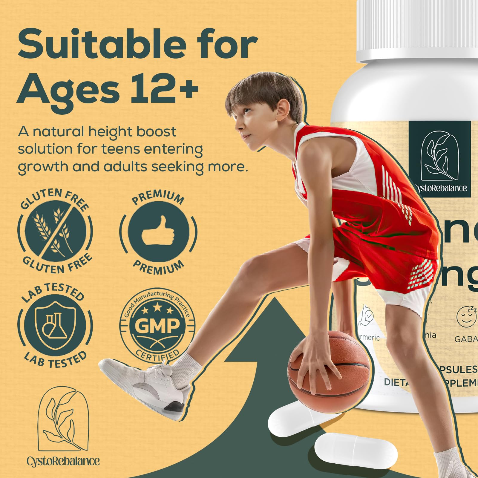 CystoRebalance 25-in 1 Bone Strength Supplement - for Natural Growth, Digestion and Stress - High Absorption - Calcium, Magnesium, Zinc, Ashwaganda and Multivitamins for Age 12+ | 60 Caps - dailyvitalstore