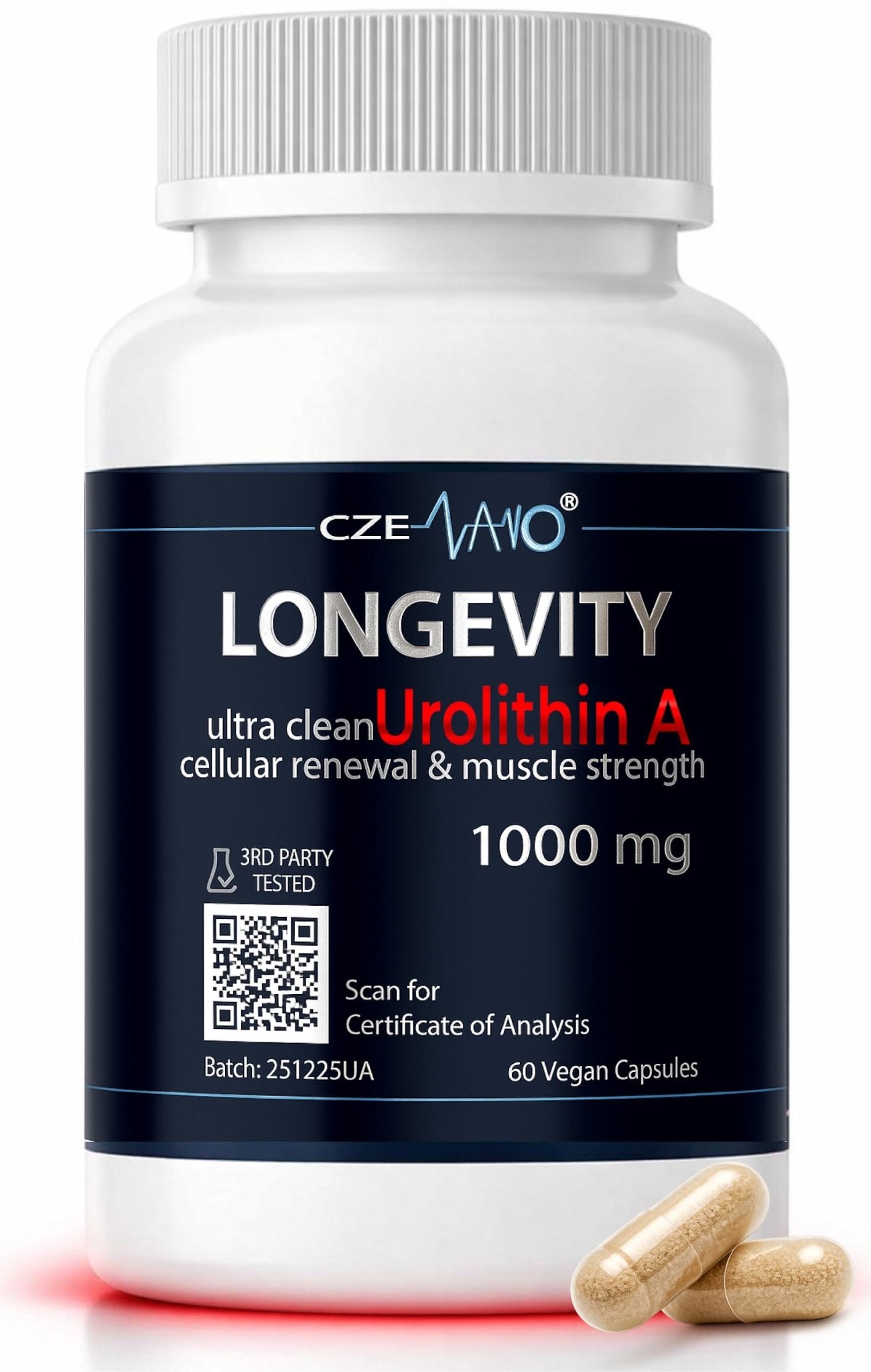 CzeNano Longevity – Ultra-Pure Urolithin A Supplement 1000 mg | Mitochondrial Support, Cellular Energy & Muscle Strength | Third-Party Tested COA | 60 Vegan Capsules - dailyvitalstore