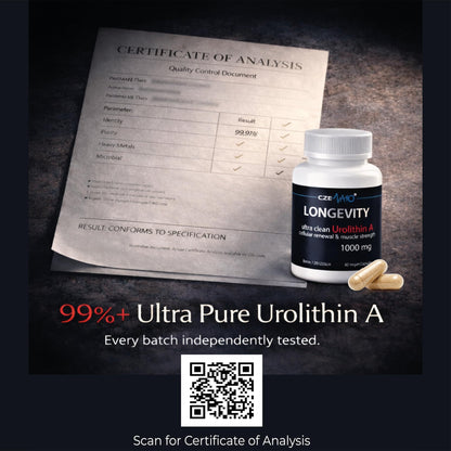 CzeNano Longevity – Ultra-Pure Urolithin A Supplement 1000 mg | Mitochondrial Support, Cellular Energy & Muscle Strength | Third-Party Tested COA | 60 Vegan Capsules - dailyvitalstore