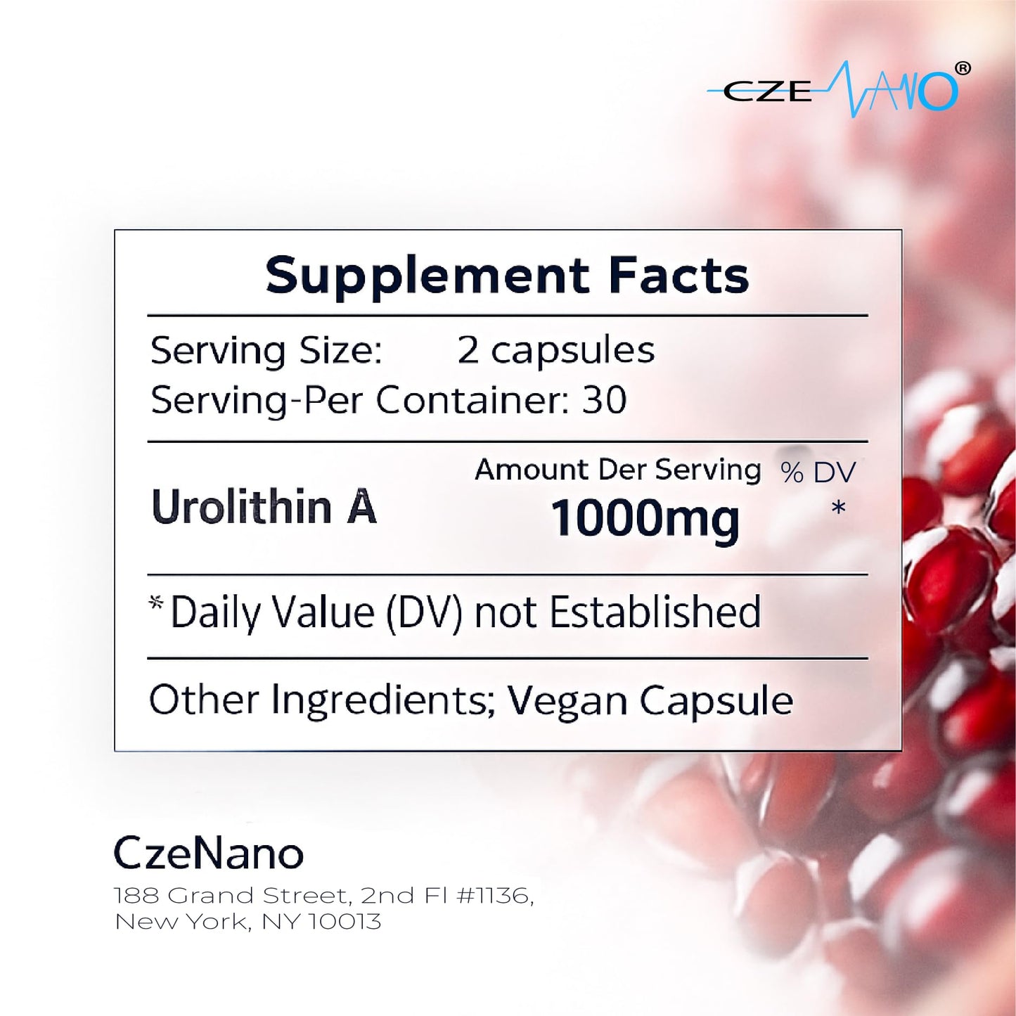 CzeNano Longevity – Ultra-Pure Urolithin A Supplement 1000 mg | Mitochondrial Support, Cellular Energy & Muscle Strength | Third-Party Tested COA | 60 Vegan Capsules - dailyvitalstore