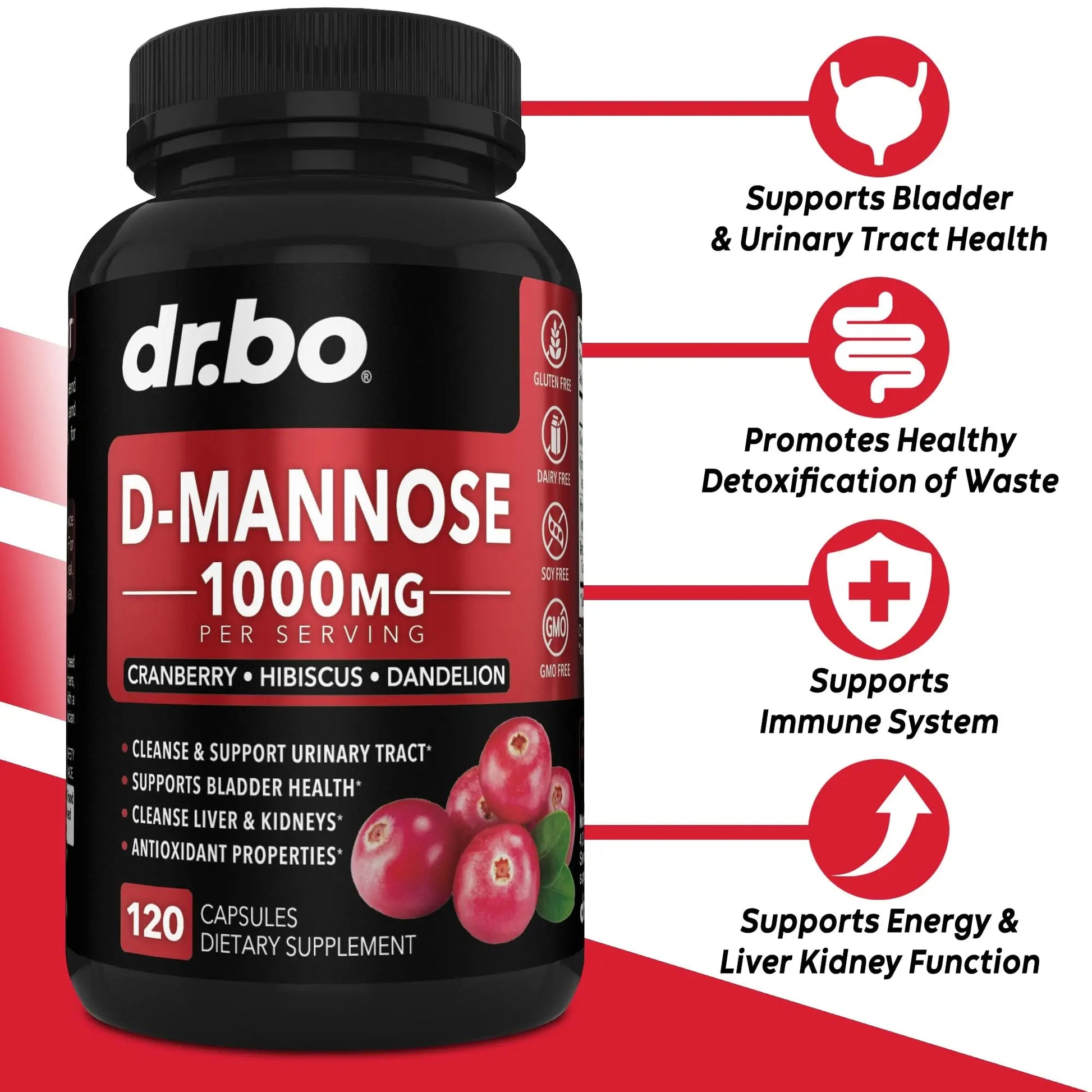 D Mannose Supplements for Women Pills - Natural D-Mannose 500mg Capsules, Cranberry DMannose Pills 1000mg Per Serving - Bladder Flush & Urinary Tract Cleanse Health Supplement - 120 Veg Capsules - dailyvitalstore
