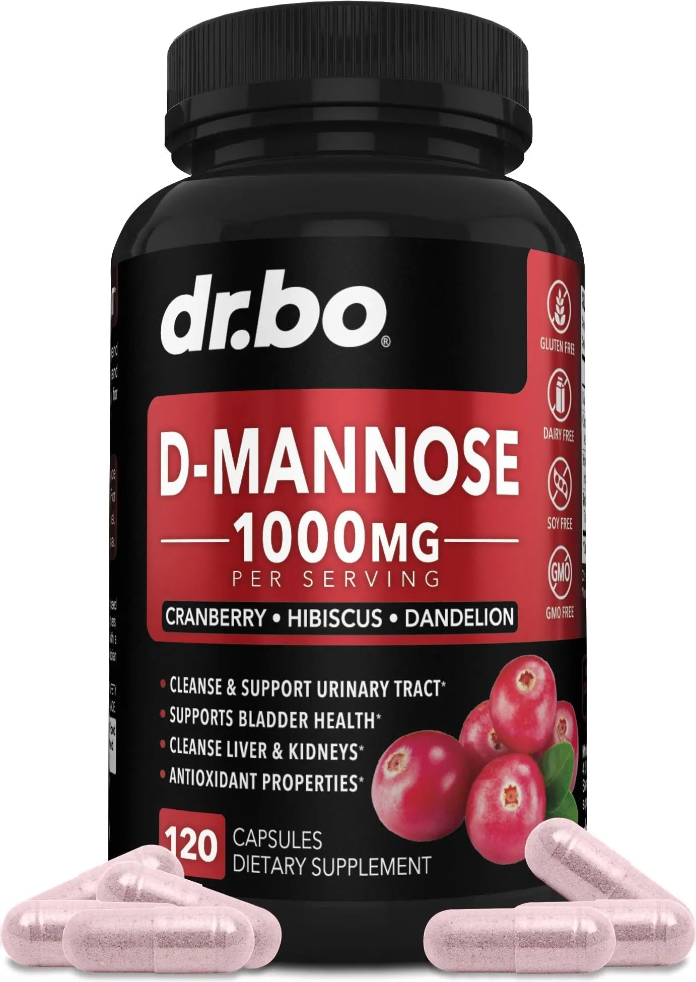 D Mannose Supplements for Women Pills - Natural D-Mannose 500mg Capsules, Cranberry DMannose Pills 1000mg Per Serving - Bladder Flush & Urinary Tract Cleanse Health Supplement - 120 Veg Capsules - dailyvitalstore