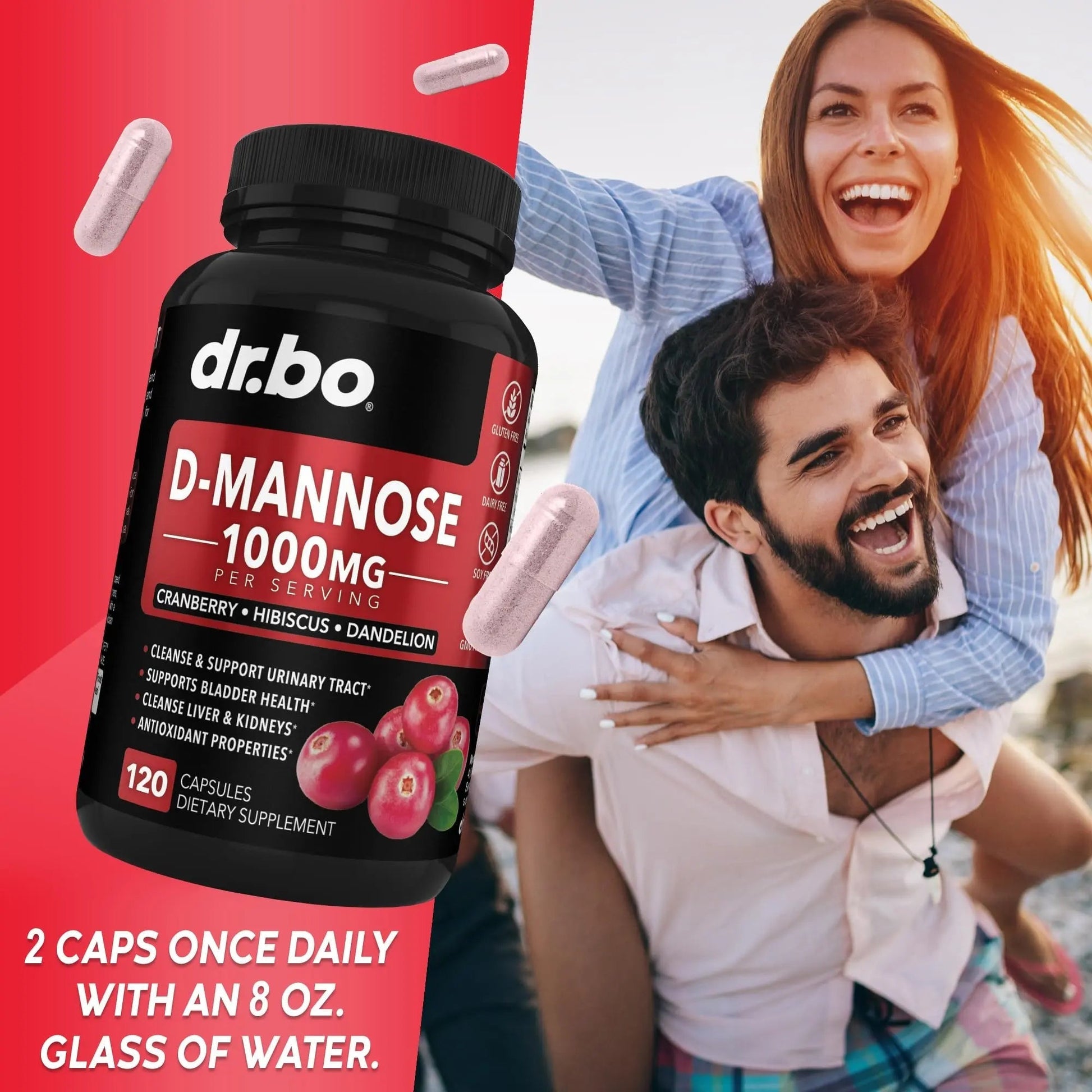 D Mannose Supplements for Women Pills - Natural D-Mannose 500mg Capsules, Cranberry DMannose Pills 1000mg Per Serving - Bladder Flush & Urinary Tract Cleanse Health Supplement - 120 Veg Capsules - dailyvitalstore