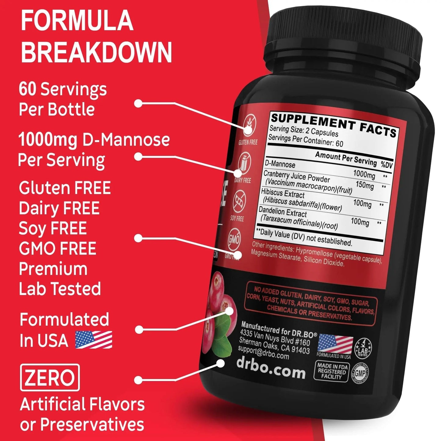 D Mannose Supplements for Women Pills - Natural D-Mannose 500mg Capsules, Cranberry DMannose Pills 1000mg Per Serving - Bladder Flush & Urinary Tract Cleanse Health Supplement - 120 Veg Capsules - dailyvitalstore