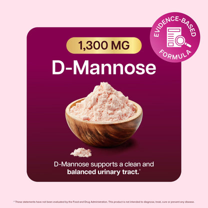 D Mannose with Cranberry | Drug-Free Urinary Tract Health Support | Evidence-Based DMannose 1300mg for Urinary & Bladder Health for Women | D Mannose Supplements for Women & Men | Non-GMO | 240 Ct - dailyvitalstore