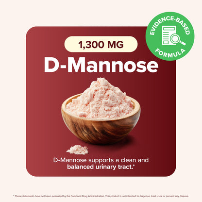 D Mannose with Cranberry | Drug-Free Urinary Tract Health Support | Evidence-Based DMannose 1300mg for Urinary & Bladder Health for Women | D Mannose Supplements for Women & Men | Non-GMO | 240 Ct - dailyvitalstore