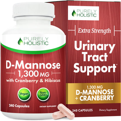 D Mannose with Cranberry | Drug-Free Urinary Tract Health Support | Evidence-Based DMannose 1300mg for Urinary & Bladder Health for Women | D Mannose Supplements for Women & Men | Non-GMO | 240 Ct - dailyvitalstore