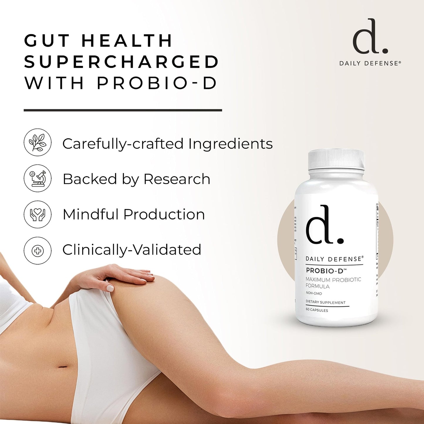 Daily Defense Probiotic Immune Support Supplement - Daily Probiotics for Men with Constipation & Gas - Digestion and Bloating Supplement & Probiotics for Women - 60 Capsules, PROBIO-D - dailyvitalstore