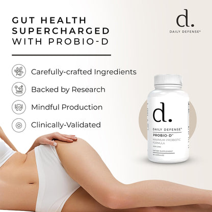 Daily Defense Probiotic Immune Support Supplement - Daily Probiotics for Men with Constipation & Gas - Digestion and Bloating Supplement & Probiotics for Women - 60 Capsules, PROBIO-D - dailyvitalstore