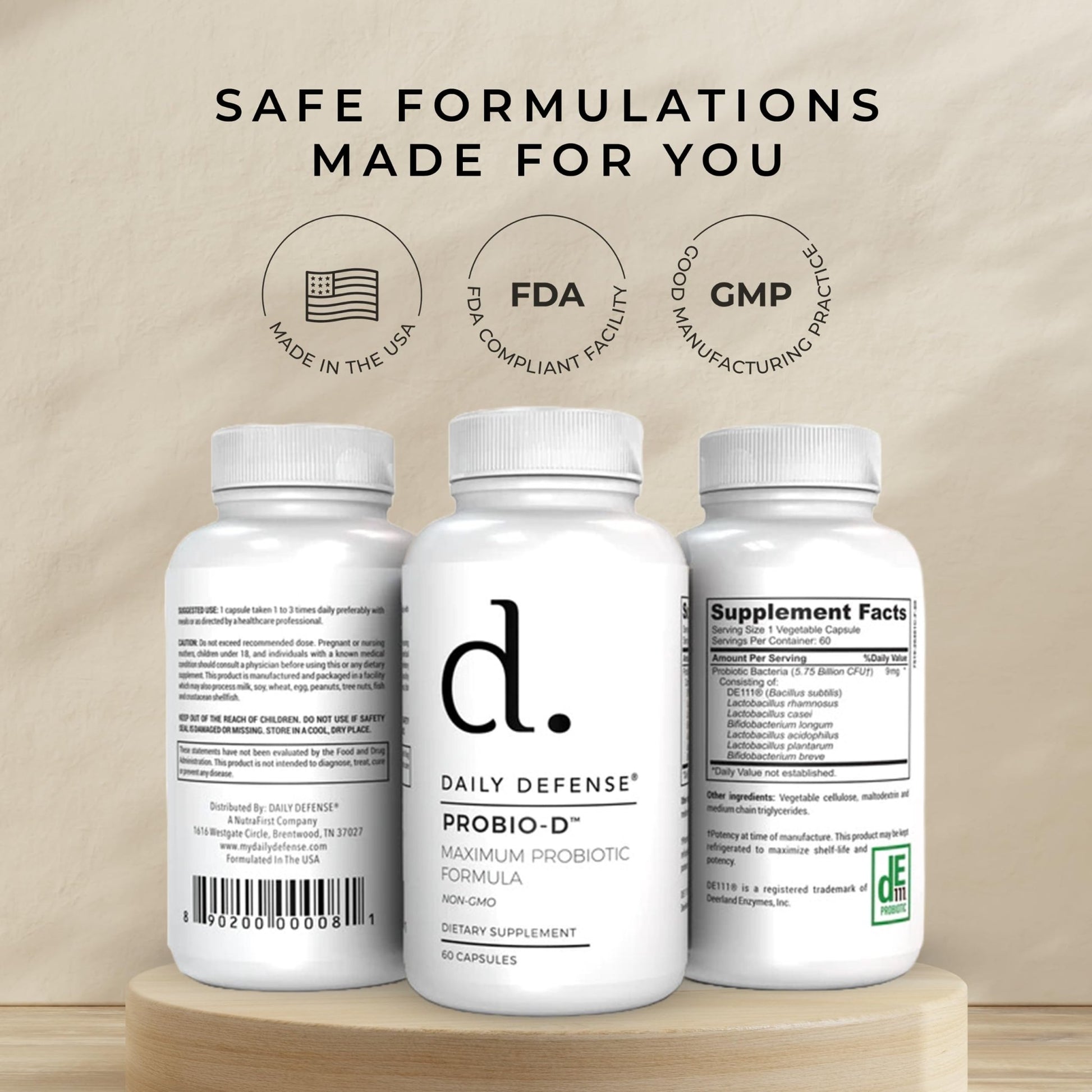 Daily Defense Probiotic Immune Support Supplement - Daily Probiotics for Men with Constipation & Gas - Digestion and Bloating Supplement & Probiotics for Women - 60 Capsules, PROBIO-D - dailyvitalstore