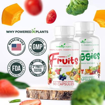 Daily Fruits and Veggies Supplement - 180 Capsules for 30 Days, Non GMO & Gluten Free Superfood with Natural Vitamins - Powered by Plants, 2-Pack - dailyvitalstore