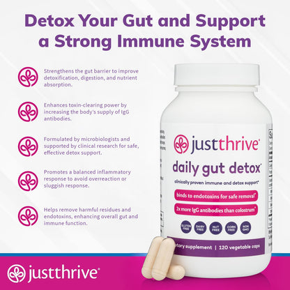 Daily Gut Detox - Ultra-Concentrated Detox & Immune Support Supplement with IgG Antibodies - Promotes Gut Health, Detoxification & Balanced Immune Response - dailyvitalstore