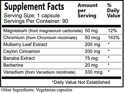 Daily Maunfacturing Carbo-Care™ (Magnesium, Chromium, Mulberry Leaf Extract, Ceylon Cinnamon, Banaba Extract, Berberine, Vanadium) 90 Vegetarian Capsules - dailyvitalstore