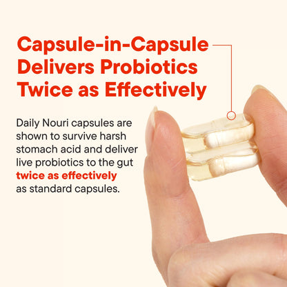 Daily Nouri Digestive Support Probiotics for Women & Men | Bloating & Gas Relief | 3 Clinically Studied Strains + Omega | 30-Day Supply - dailyvitalstore