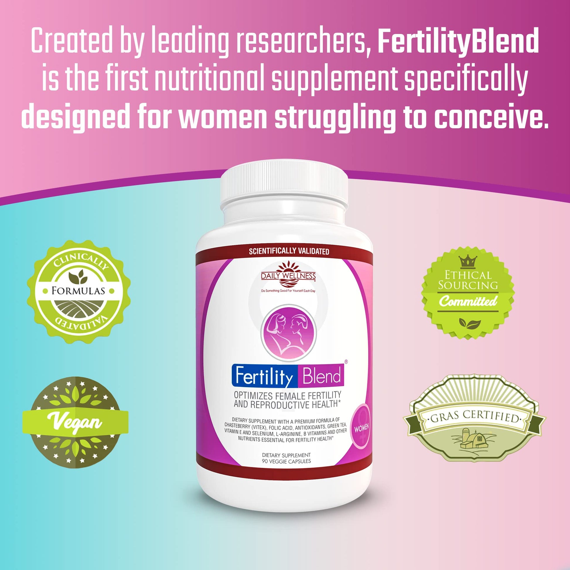 Daily Wellness Fertility Blend for Women - Fertility Supplements for Women, Conception Fertility Prenatal Vitamins, Trying to Conceive Progesterone Supplements, Cycle Support Conception Pills - 1 Pack - dailyvitalstore