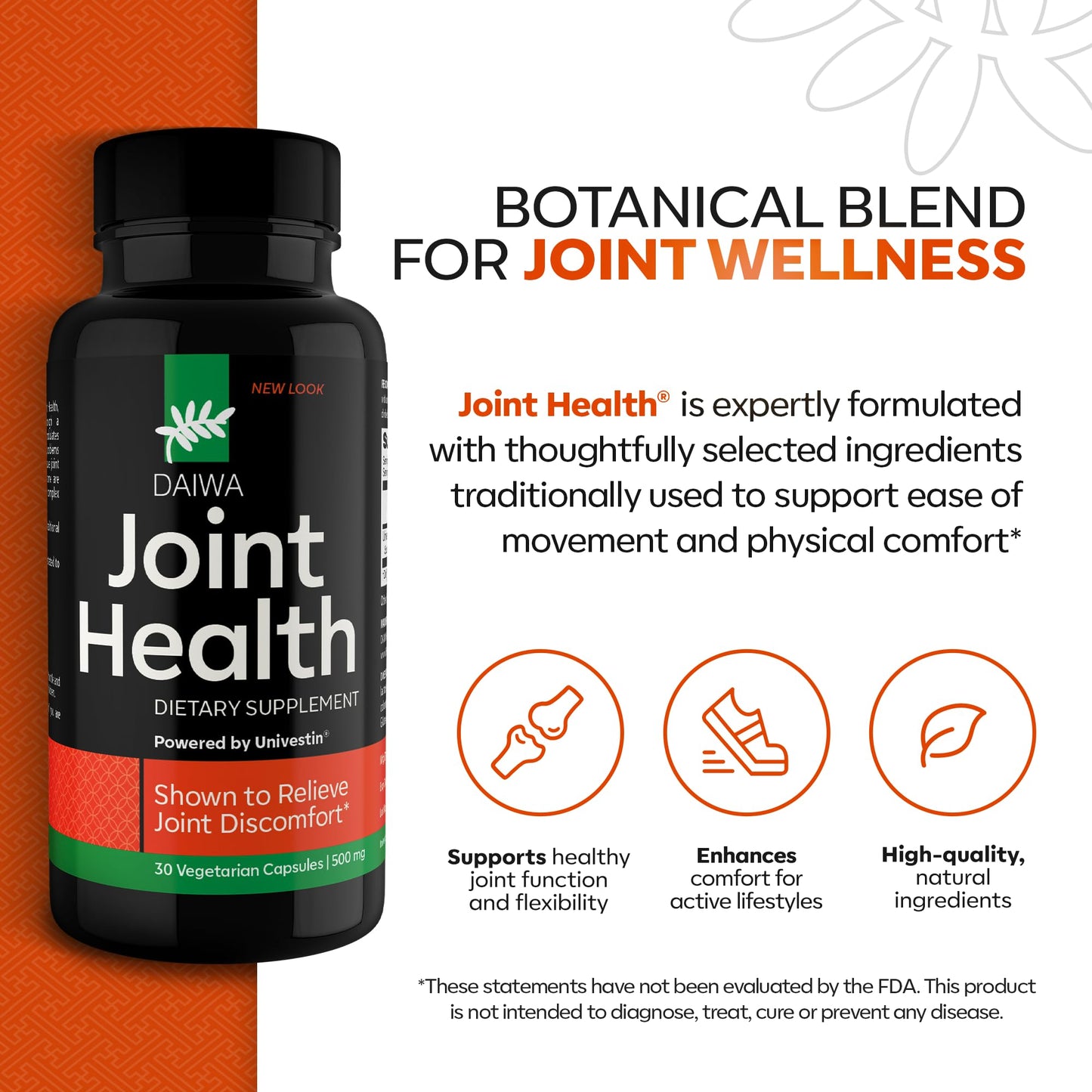 Daiwa Joint Health - Tendon and Ligament Supplements with Chinese Skullcap and Acacia Catechu - Traditional Plant-Based Formula for Active Lifestyles - Non-GMO, 30 Vegetarian Capsules - dailyvitalstore