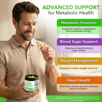 Dalnara Dihydroberberine Capsules 250mg, 60 Count - Supports Metabolic Wellness & Balanced Energy, Non-GMO,Dihydroberberine Supplement - dailyvitalstore