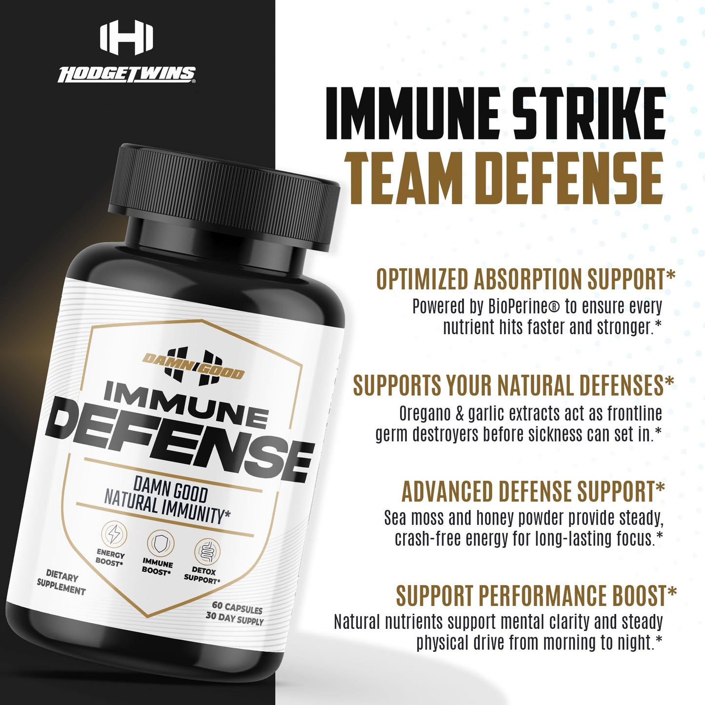 DAMN GOOD The Hodge Twins Immune Defense Supplement (60 Capsules) – Sea Moss Blend Capsules for Everyday Balance, Digestive Support, and Whole-Body Wellness with Vitamins, Minerals, and Botanicals - dailyvitalstore