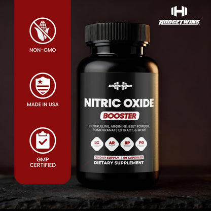 DAMN GOOD The Hodge Twins Nitric Oxide Booster – Beet Root Nitric Oxide & Arginine Citrulline Supplement, Pomegranate Blend for Workout Drive, Endurance Support & Pump Power - 90 Capsules - dailyvitalstore