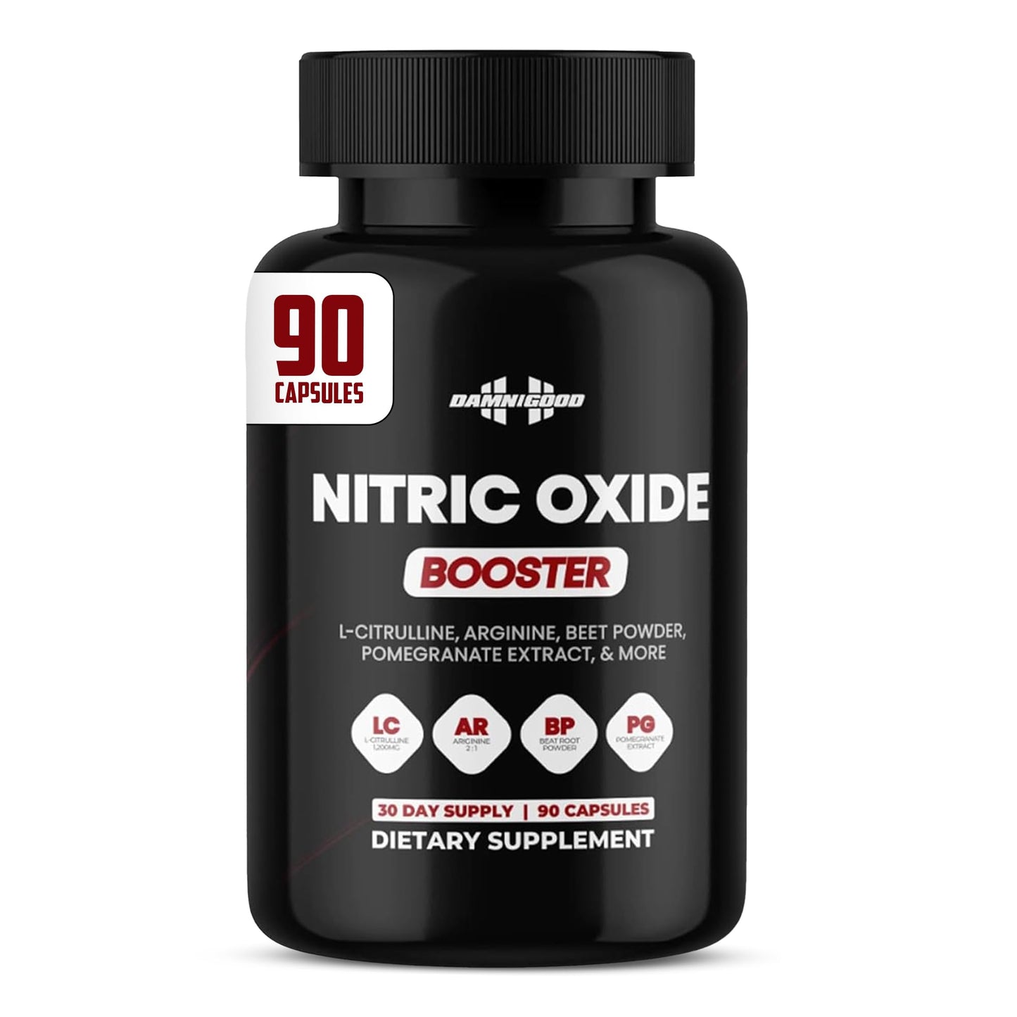 DAMN GOOD The Hodge Twins Nitric Oxide Booster – Beet Root Nitric Oxide & Arginine Citrulline Supplement, Pomegranate Blend for Workout Drive, Endurance Support & Pump Power - 90 Capsules - dailyvitalstore