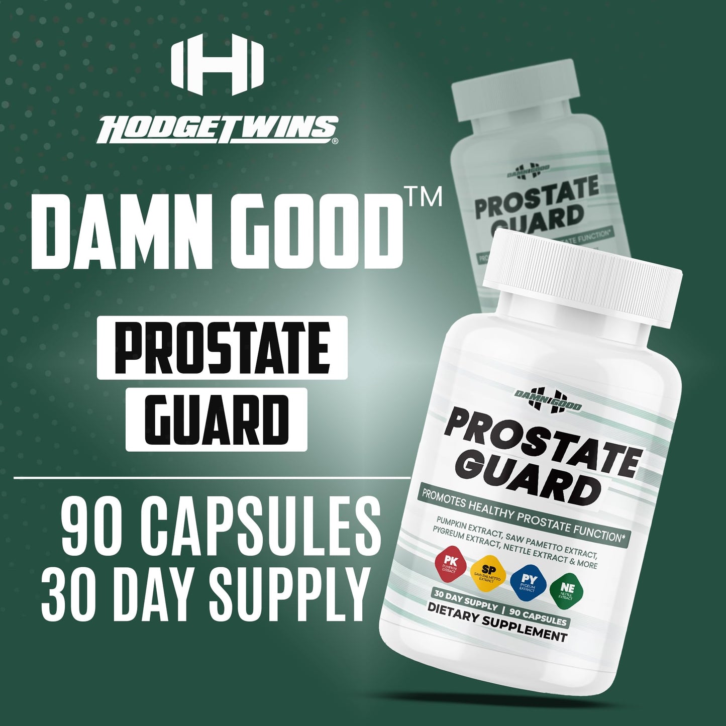 DAMN GOOD The Hodge Twins Prostate Guard - 90 Capsules Guard Vitality Complex – Comfort Blend for Nighttime Routine, Restful Rhythm - Men's Supplements for Health Supports Relaxation - dailyvitalstore