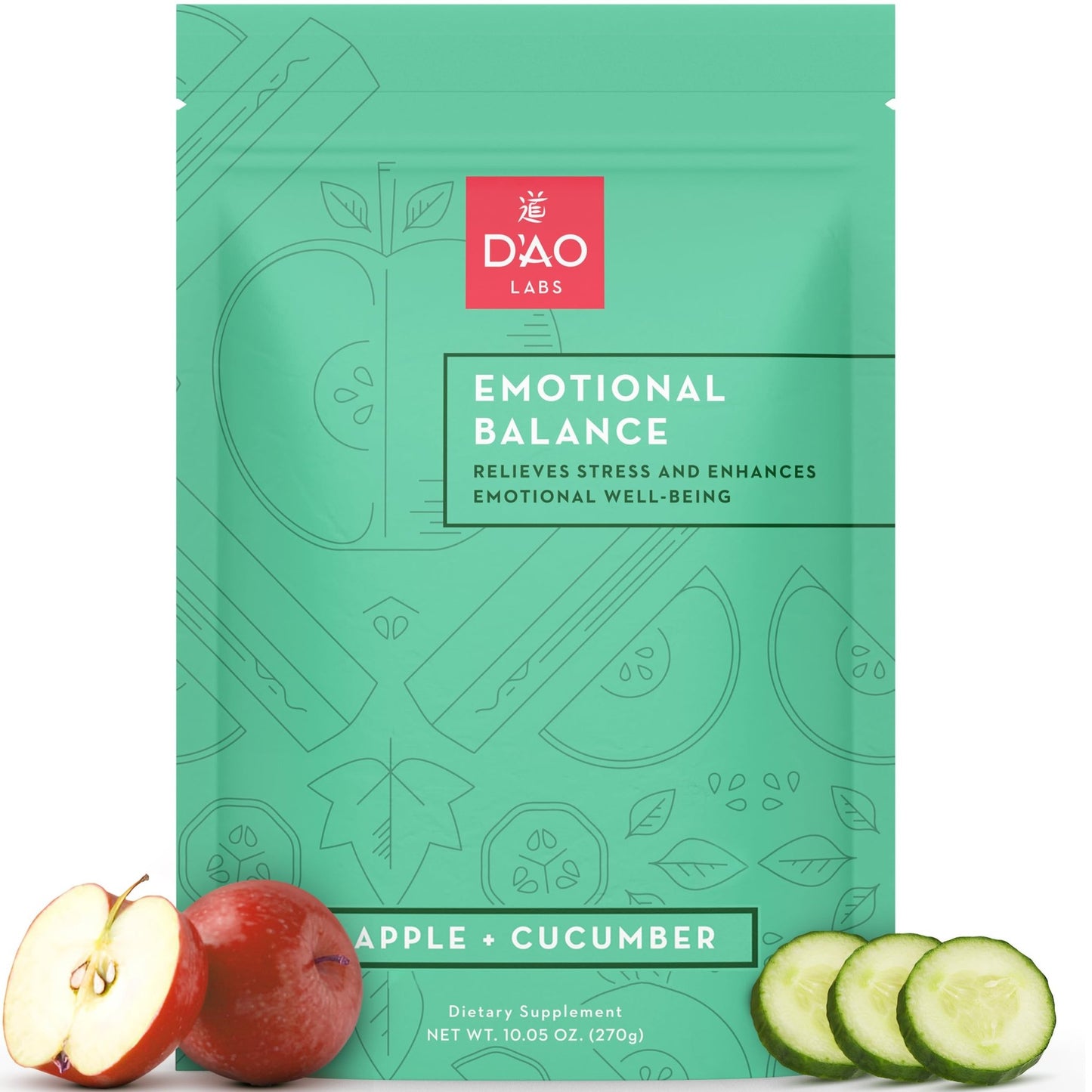 D'AO Labs Emotional Balance - Emotional Balance Powder - Calm & Stress Relief - Effervescent Powder with Apple-Cucumber Flavor - Xiao Yao San Traditional Chinese Herbal - 30 Individual Servings - dailyvitalstore