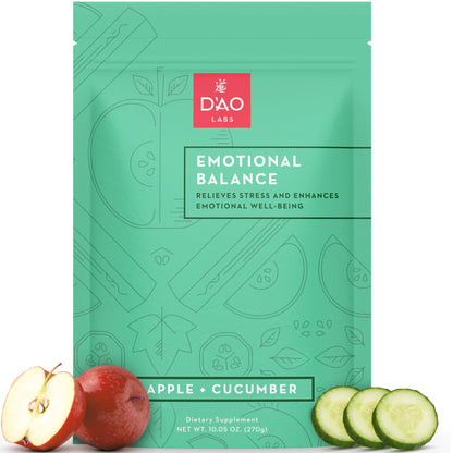 D'AO Labs Emotional Balance - Emotional Balance Powder - Calm & Stress Relief - Effervescent Powder with Apple-Cucumber Flavor - Xiao Yao San Traditional Chinese Herbal - 30 Individual Servings - dailyvitalstore