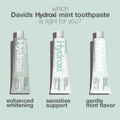 Davids Hydroxi Fluoride Free Nano Hydroxyapatite Toothpaste for Remineralizing, Sensitive Support, Whitening, Antiplaque, SLS Free, - dailyvitalstore
