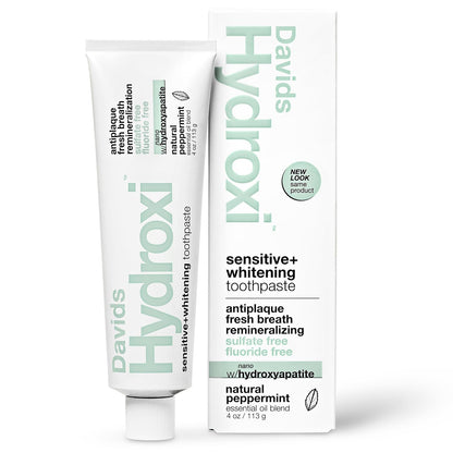 Davids Hydroxi Fluoride Free Nano Hydroxyapatite Toothpaste for Remineralizing, Sensitive Support, Whitening, Antiplaque, SLS Free, - dailyvitalstore