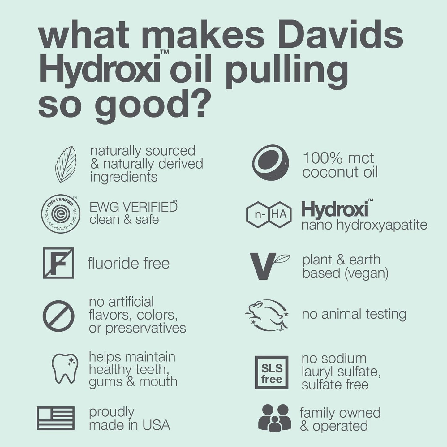 Davids Nano Hydroxyapatite Oil Pulling Oral Rinse Mouthwash, 100% MCT Coconut Oil, Promotes Teeth and Gum Health, Natural Whitening, Essential Oils - dailyvitalstore