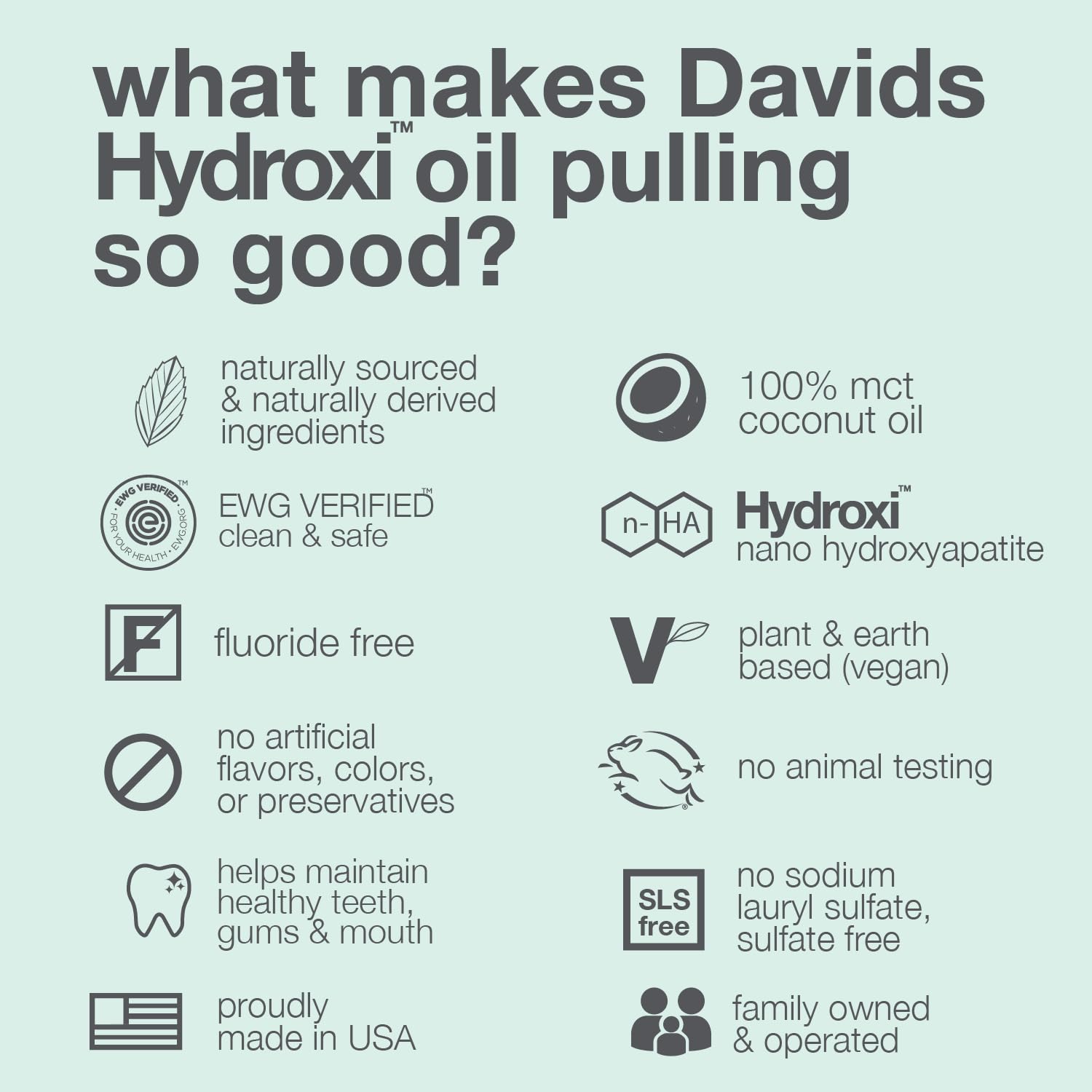 Davids Nano Hydroxyapatite Oil Pulling Oral Rinse Mouthwash, 100% MCT Coconut Oil, Promotes Teeth and Gum Health, Natural Whitening, Essential Oils - dailyvitalstore