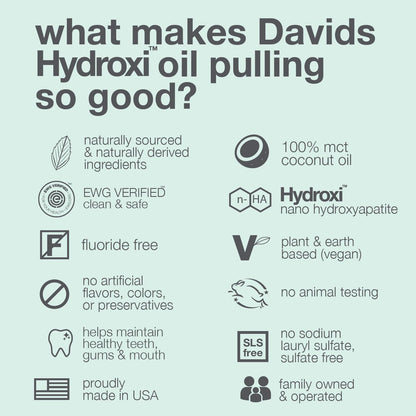 Davids Nano Hydroxyapatite Oil Pulling Oral Rinse Mouthwash, 100% MCT Coconut Oil, Promotes Teeth and Gum Health, Natural Whitening, Essential Oils - dailyvitalstore