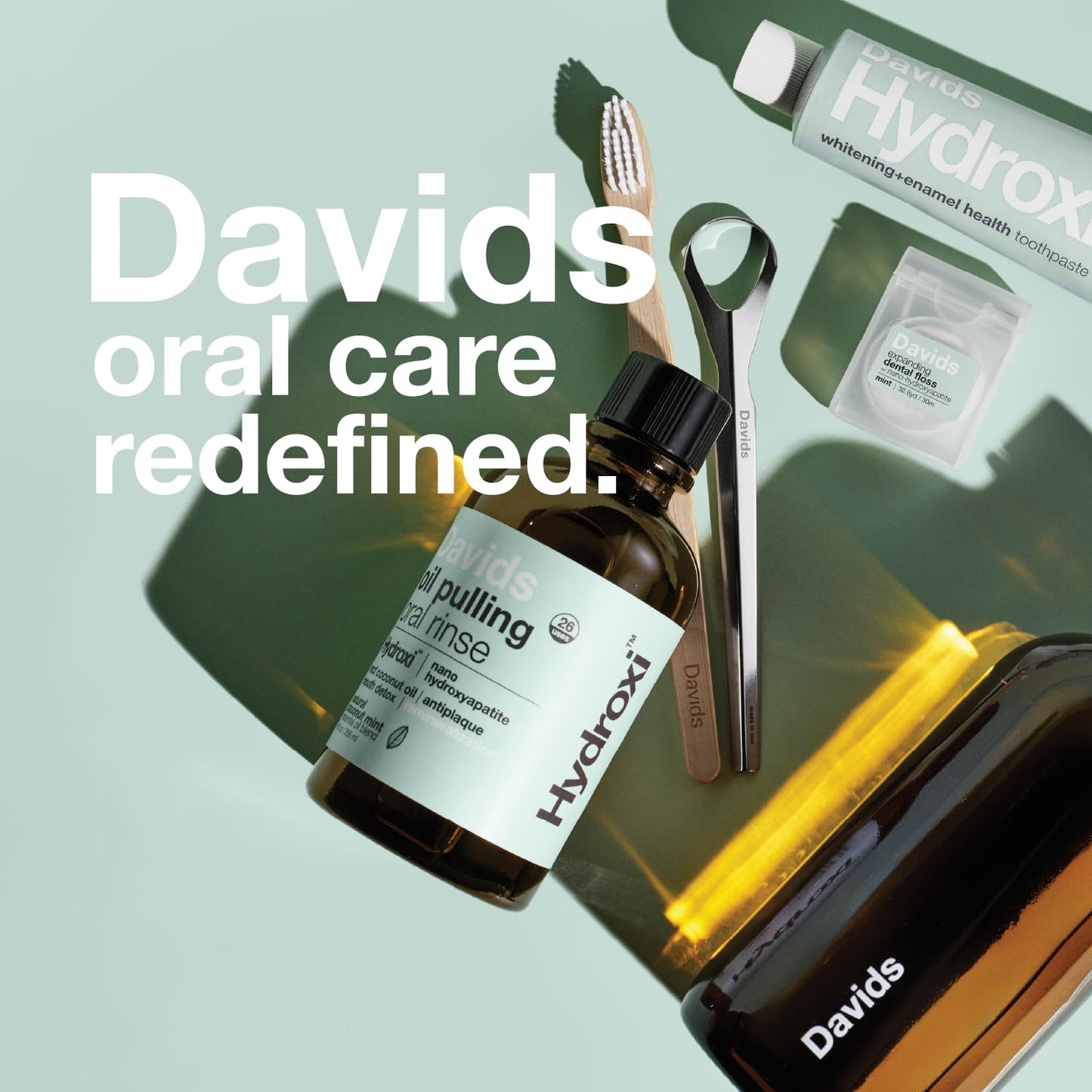 Davids Nano Hydroxyapatite Oil Pulling Oral Rinse Mouthwash, 100% MCT Coconut Oil, Promotes Teeth and Gum Health, Natural Whitening, Essential Oils - dailyvitalstore