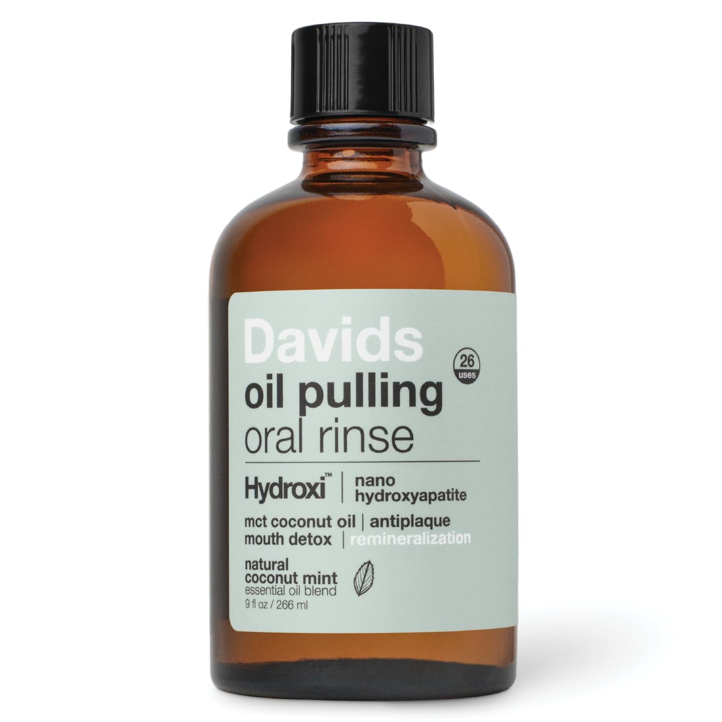 Davids Nano Hydroxyapatite Oil Pulling Oral Rinse Mouthwash, 100% MCT Coconut Oil, Promotes Teeth and Gum Health, Natural Whitening, Essential Oils - dailyvitalstore