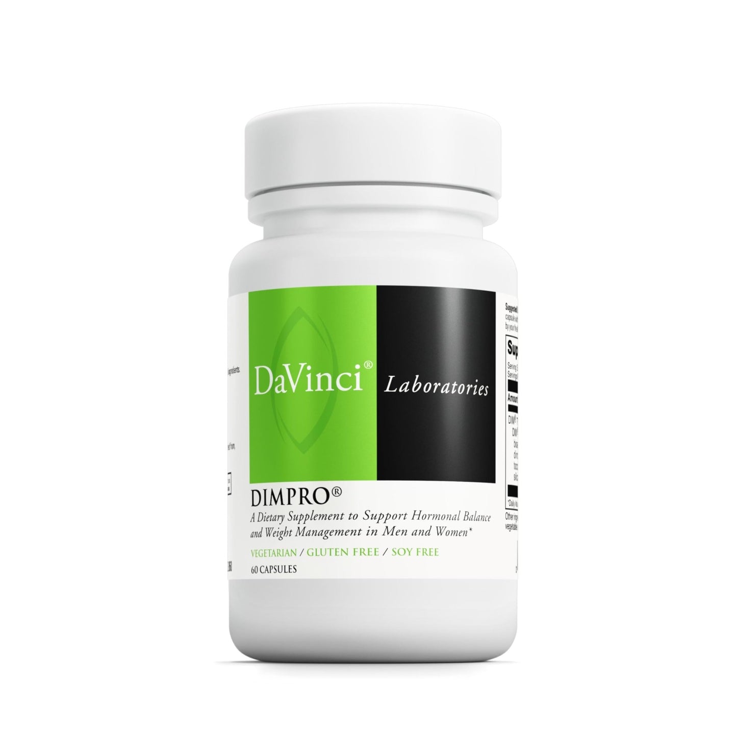 DAVINCI Labs DimPro - Dietary Supplement to Support Hormonal Balance in Men & Women & Healthy Weight Management* - with Vitamin E and More - Vegetarian - Soy-Free - Gluten-Free - 60 Capsules - dailyvitalstore