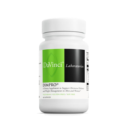 DAVINCI Labs DimPro - Dietary Supplement to Support Hormonal Balance in Men & Women & Healthy Weight Management* - with Vitamin E and More - Vegetarian - Soy-Free - Gluten-Free - 60 Capsules - dailyvitalstore