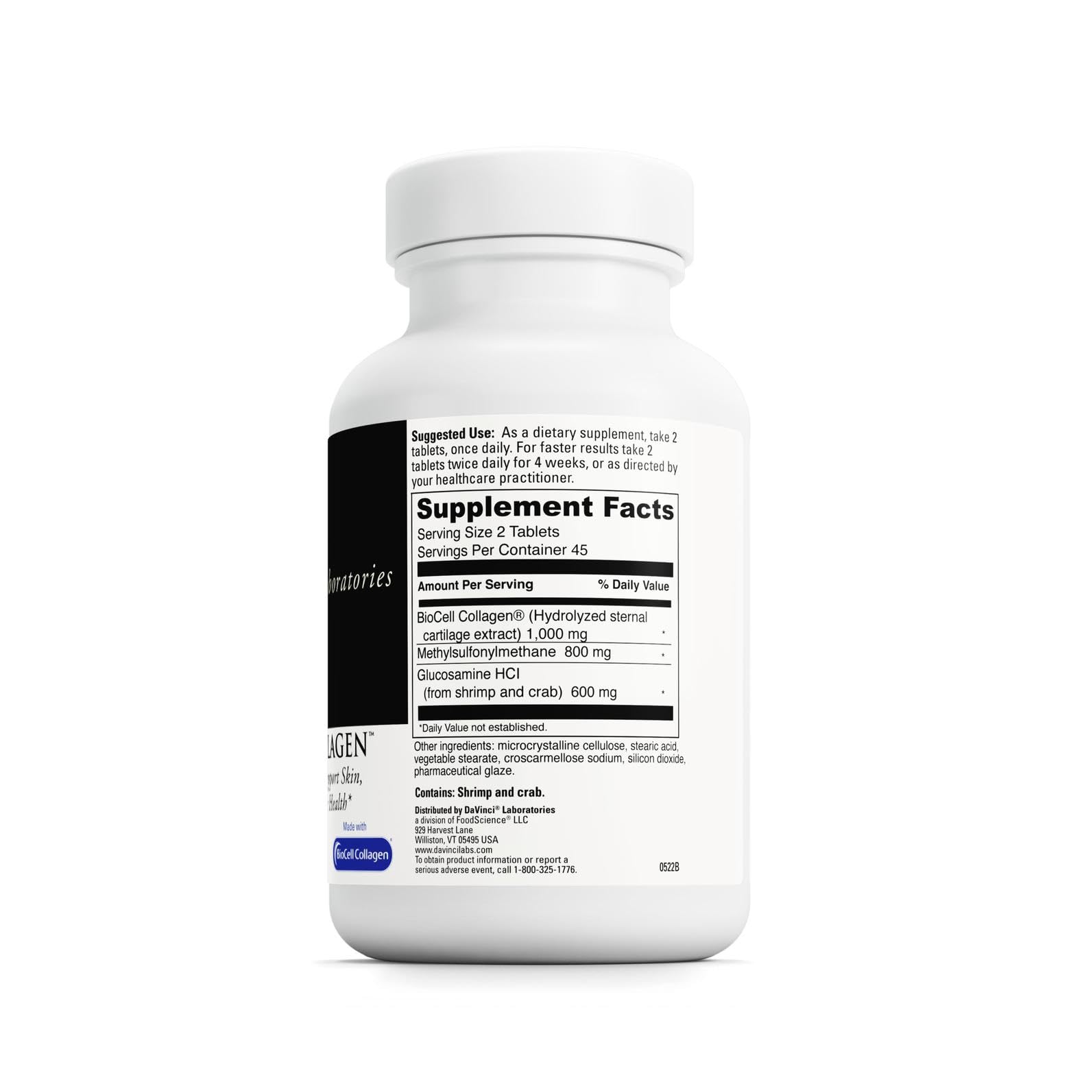 DAVINCI Labs Natures Collagen - BioCell Collagen Supplement with MSM & Glucosamine - Helps to Support Joint Health, Skin Health & Connective Tissues - dailyvitalstore