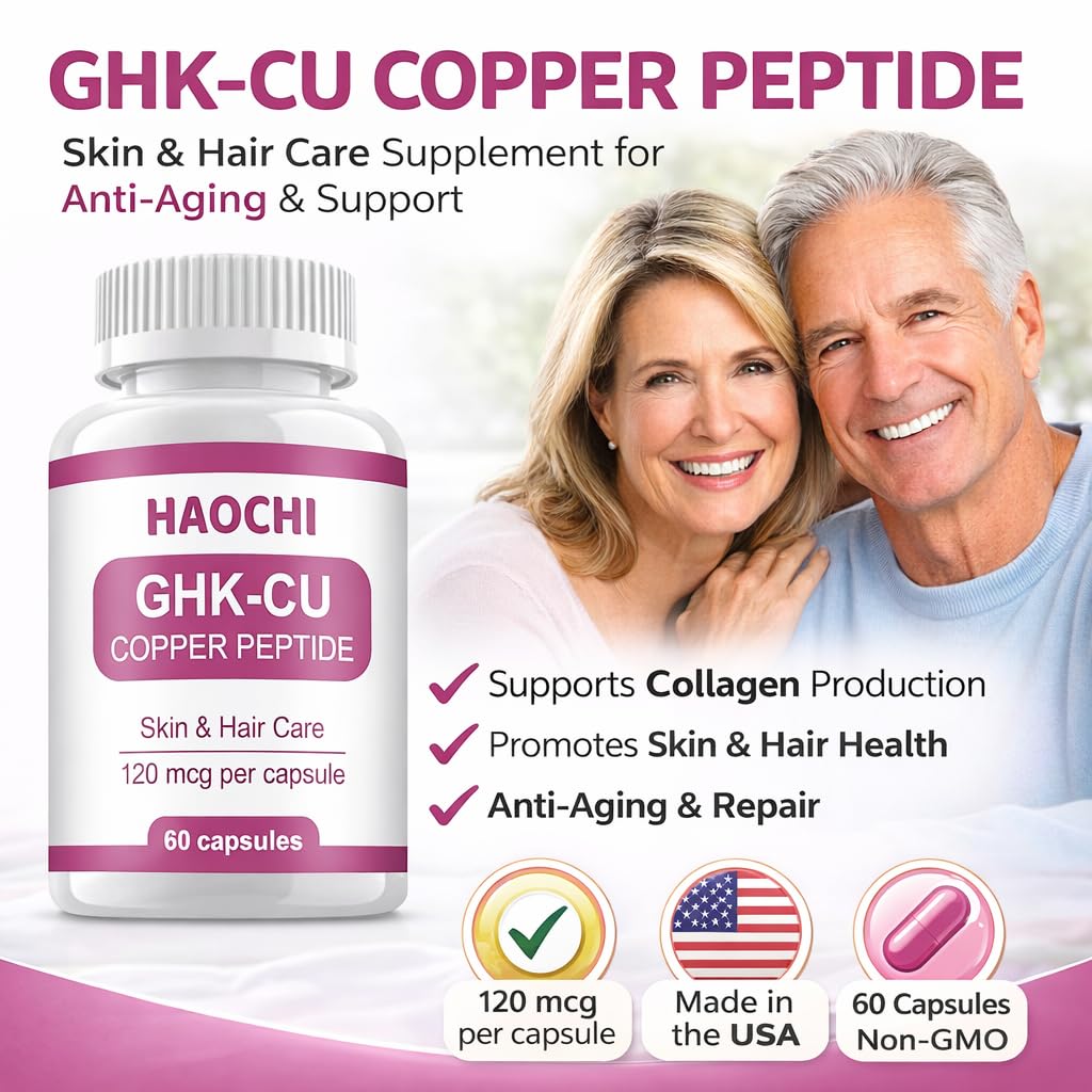 DAYEAH GHK-Cu Copper Peptide Supplement, 120mcg Vegan High Potency Promotes Skin Repair, Radiant Skin Elasticity, Anti-Aging & Hair Growth Support-60ct - dailyvitalstore