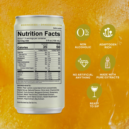 De Soi Golden Hour Mocktails NA Drinks 8 fl oz (12-pack) - Adaptogen Drink, Sparkling Drink with Calming Botanicals, Mocktail Drinks, Gluten Free, No Artificial Flavors - dailyvitalstore