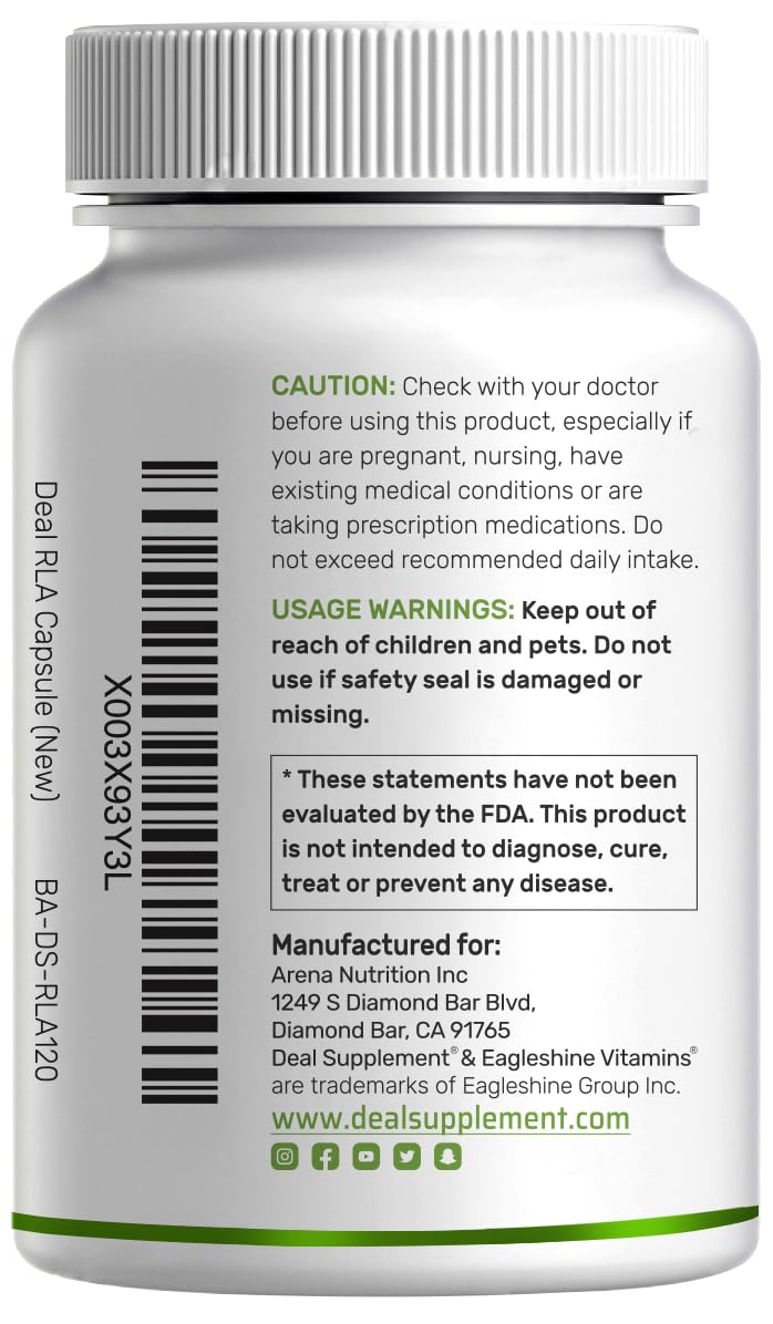 DEAL SUPPLEMENT R Alpha Lipoic Acid 600mg with Benfotiamine 300mg Per Serving, 120 Veggie Capsules – 200mg R-ALA Per Capsule – Antioxidant Supplement - dailyvitalstore