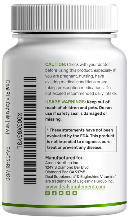 DEAL SUPPLEMENT R Alpha Lipoic Acid 600mg with Benfotiamine 300mg Per Serving, 120 Veggie Capsules – 200mg R-ALA Per Capsule – Antioxidant Supplement - dailyvitalstore