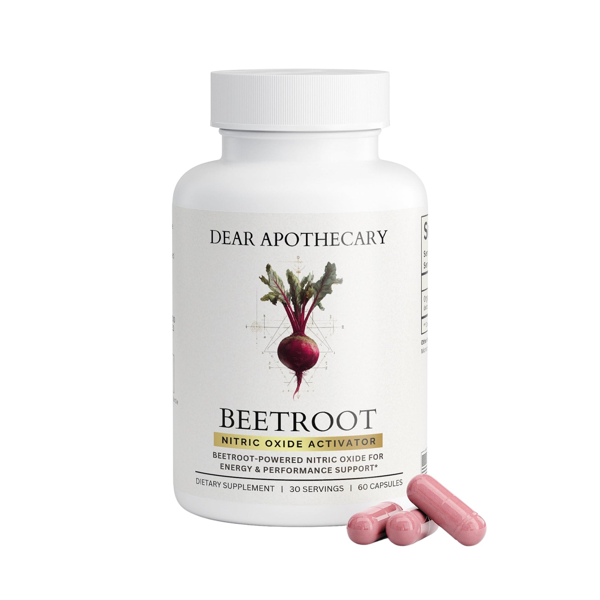 Dear Apothecary Organic Beetroot Capsules | 1300mg Beet Root Powder | Nitric Oxide Precursor | 60 Vegetarian Capsules | Non-GMO, Gluten Free, Vegan - dailyvitalstore