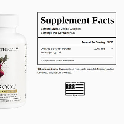 Dear Apothecary Organic Beetroot Capsules | 1300mg Beet Root Powder | Nitric Oxide Precursor | 60 Vegetarian Capsules | Non-GMO, Gluten Free, Vegan - dailyvitalstore