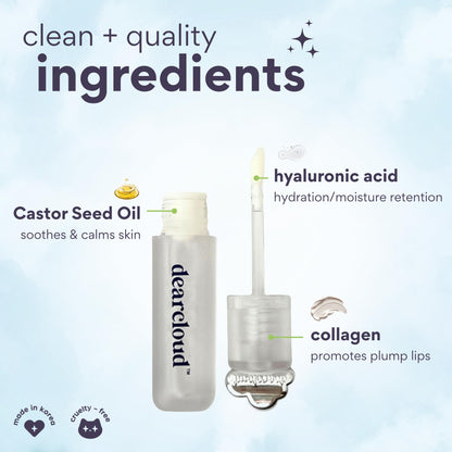 dearcloud Jelly Wave Lush Lip Oil – Clear Lip Gloss and Lip Gloss for Women - Korean skincare essential – Lip Oil for Women with Collagen - Diamond (0.13 oz) - dailyvitalstore