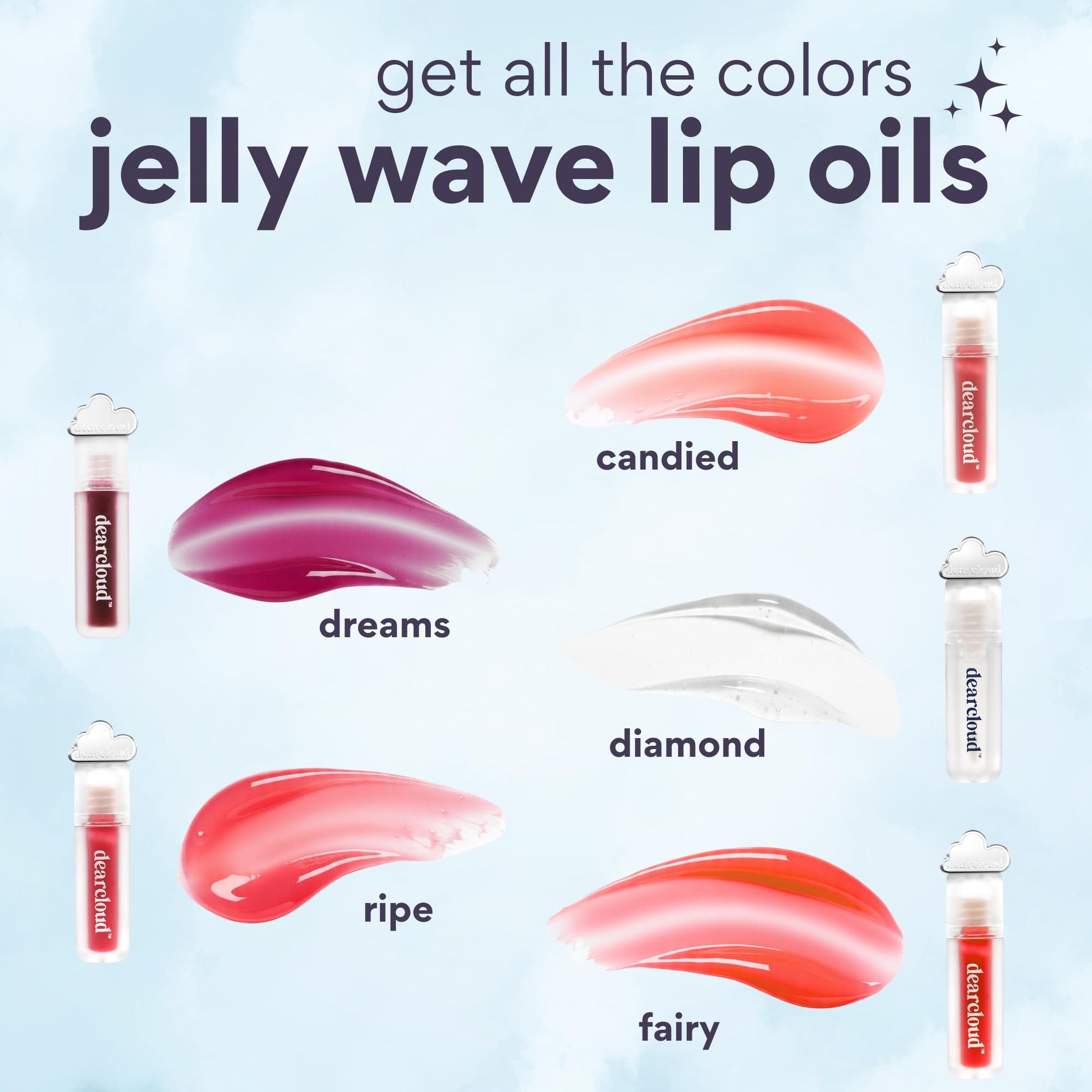 dearcloud Jelly Wave Lush Lip Oil – Clear Lip Gloss and Lip Gloss for Women - Korean skincare essential – Lip Oil for Women with Collagen - Diamond (0.13 oz) - dailyvitalstore