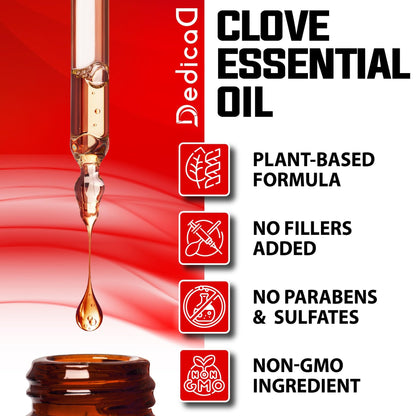 DEDICAD - 1 FL Oz - 30ml - Clove Essential Oil Supplement – for Toothache, Oral Care, Skin & Hair – Clove Oil Organic - dailyvitalstore